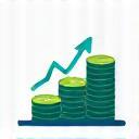 Icon representing money market account, coins stacked and growing